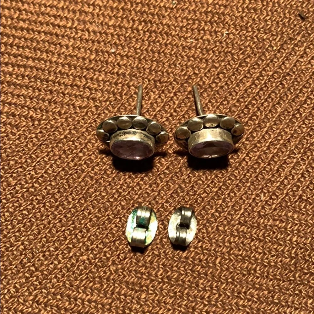 Sterling Silver/Amethyst Vintage/Antique earrings - Picture 7 of 9